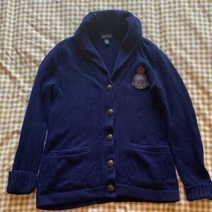 Ralph Lauren Dark Blue Cardigan with Crest